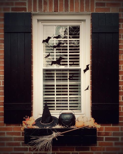 Decorar ventana Halloween con murciélagos