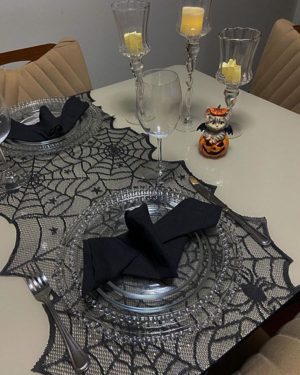 Centro de mesa Halloween con telarañas