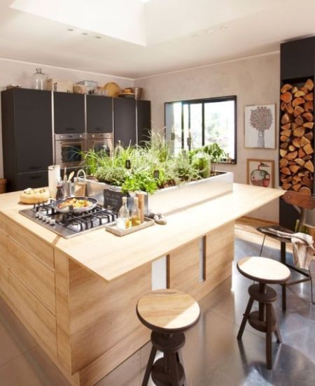 Cocina moderna de madera rústica
