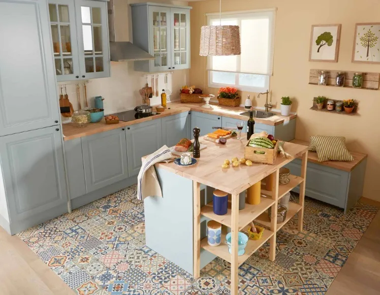 Cocina azul estilo nórdico