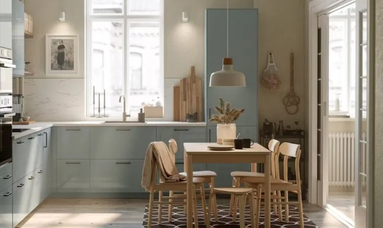 Cocina azul estilo nórdico