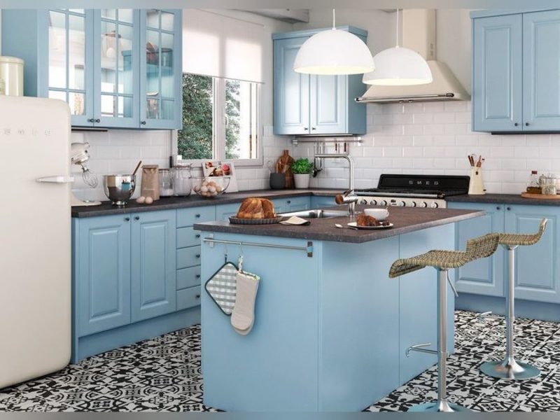 Cocinas azules y sus muebles