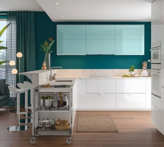 Cocina en azul y blanco