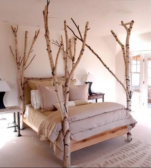 Decorar cama con troncos