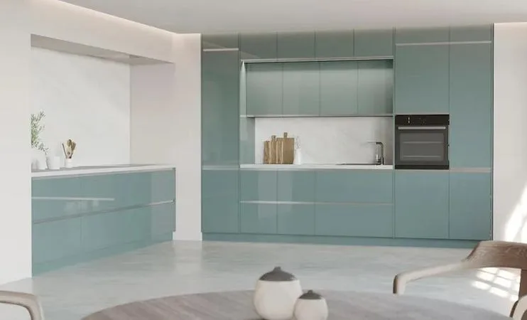 Cocina integral en celeste