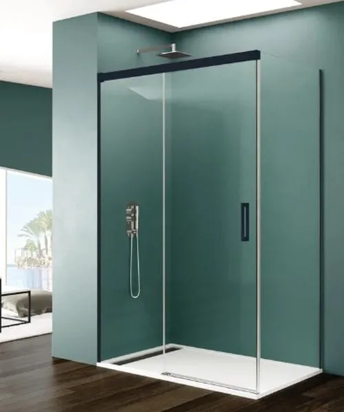 Baño azul con ducha