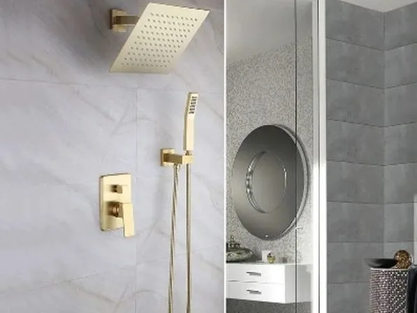 Baño moderno en mármol con lluvia