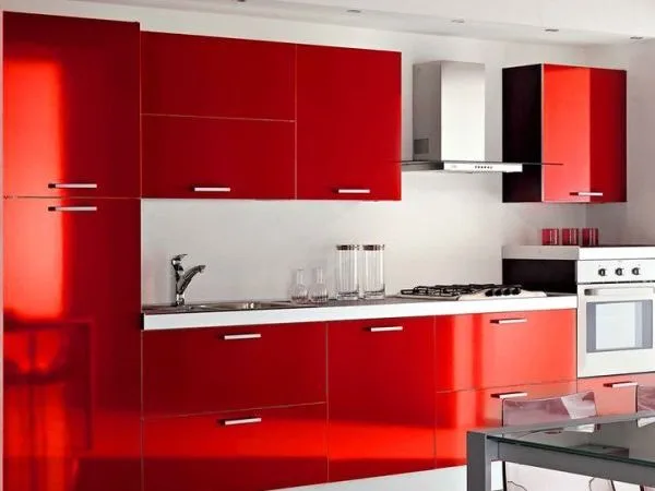 Cocina integral roja