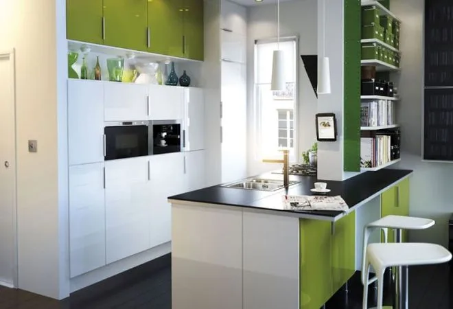 Modelo de cocina integral en verde