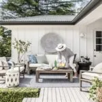 Terraza moderna abierta minimalista en blanco