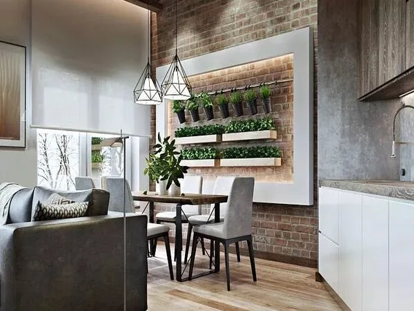 Casa moderna con cocina comedor en decoracion ecologica