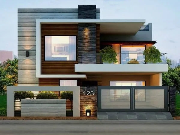 Casa moderna con ventanas de varios tamaños