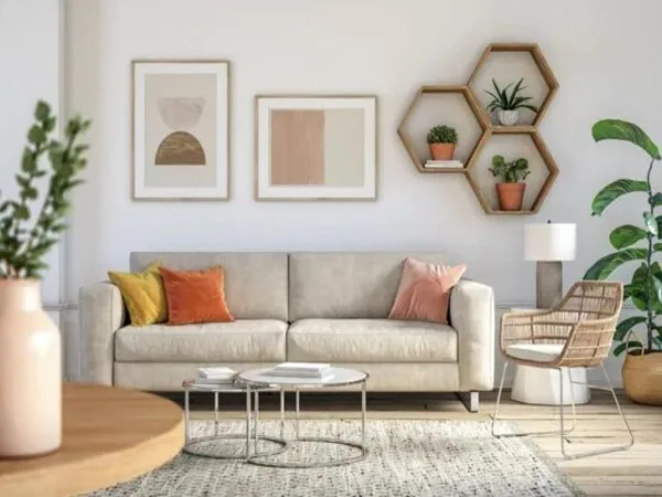 Casa moderna salon interno con tematica ecologica