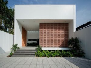 Fachadas de casa moderna bonita minimalista con losa en pared