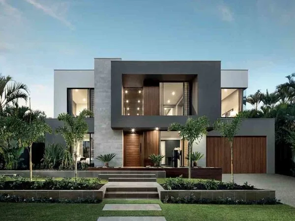 Fachadas de casas modernas y bonitas con forma cuadrada