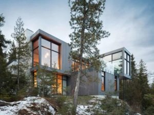 Fachadas de casas modernas y bonitas de forma cubica en color gris