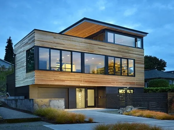 Fachadas de casas modernas y bonitas con ventanas panoramicas de varios tamaños