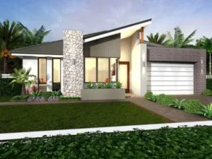 Fachadas de casas modernas bonitas de una planta con varios materiales