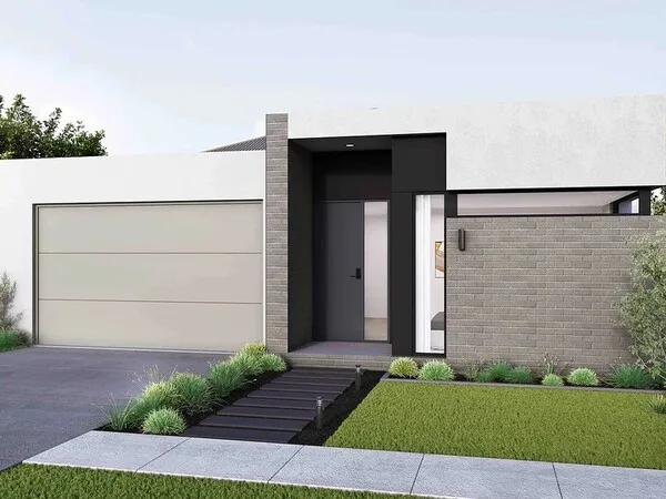Fachadas de casas modernas bonitas de una planta con lineas geometricas