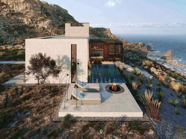 Casa moderna de hormigon frente al mar