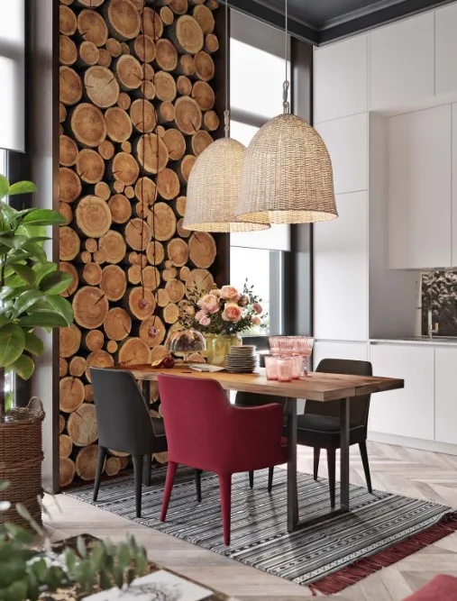comedor estilo rustico con flores