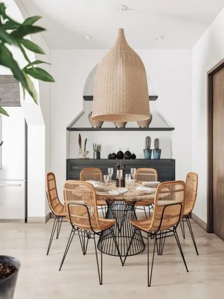 comedor estilo rustico de fibras naturales