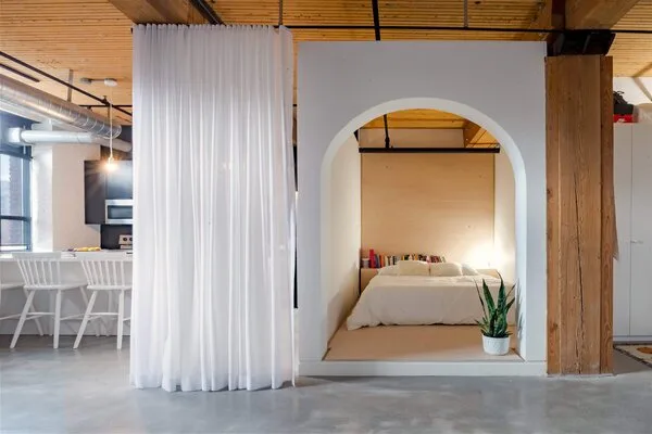 ideas de decoracion para casas pequeñas dividiendo espacios con cortinas