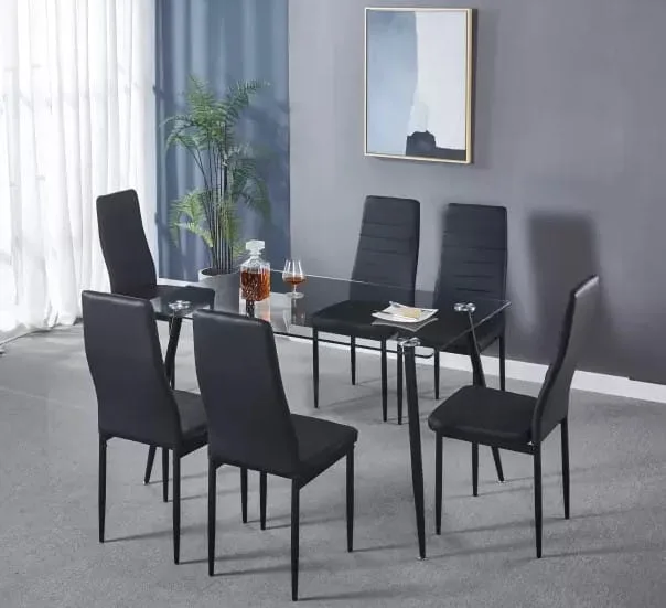juego de comedor con mesa de cristal