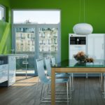 Cocina moderna de paredes verdes