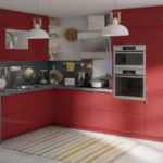 Cocina moderna en rojo y cemento