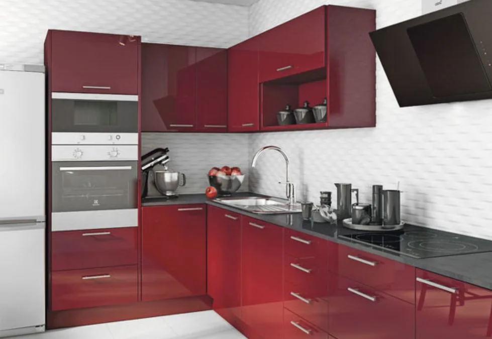 Cocina moderna roja y blanca