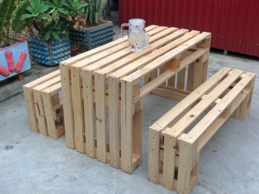 Super sencilla y facil mesa y sillas con palets para jardin DIY