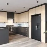Cocina en color madera y negro