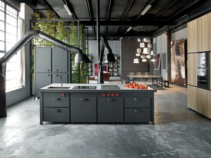 Cocina estilo industrial moderna