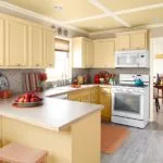 Cocina melocotón con gris