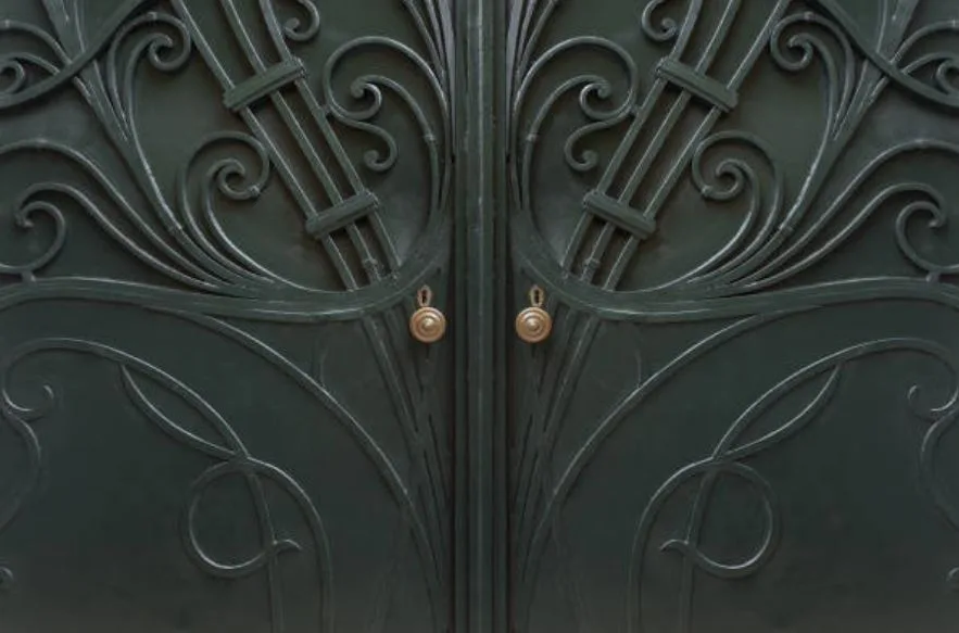 Puerta metálica con adonros