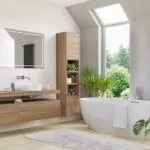 Ventana de pared y techo para baño moderno