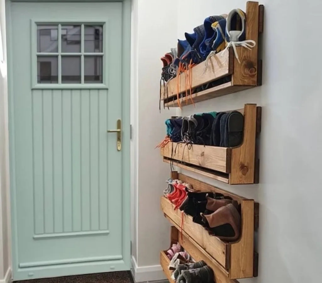 Zapatero estante de pared de madera recibidor