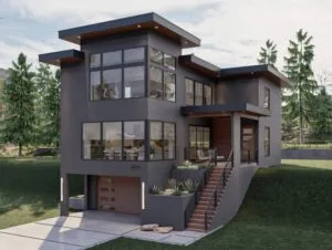 diseño de casa moderna con sótano abierto