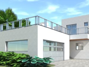 diseño de casa de 2 pisos con terraza descubierta