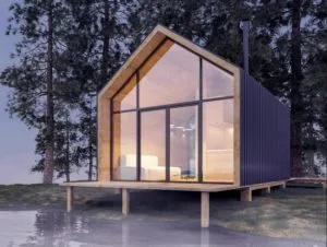 casa minimalista con frente de cristal