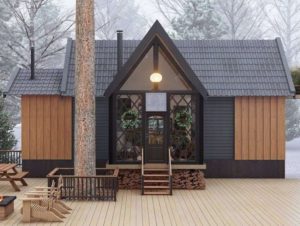 casa minimalista de madera en color natural