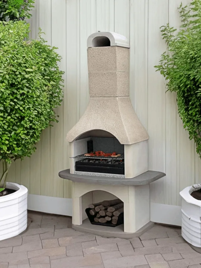 Asador moderno de obra que puedes comprar o hacer