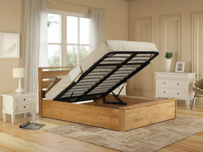 cama de lujo de madera con almacenamiento en su interior