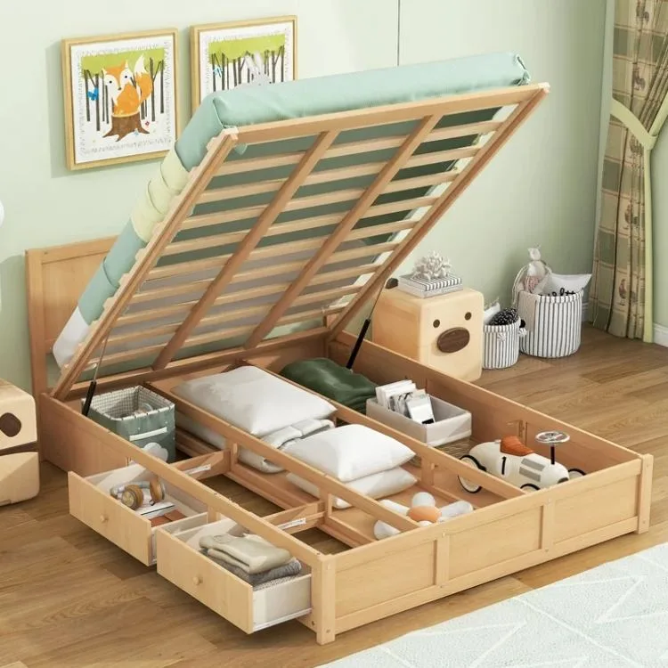 Cama de madera con almacenamiento de Wallmart
