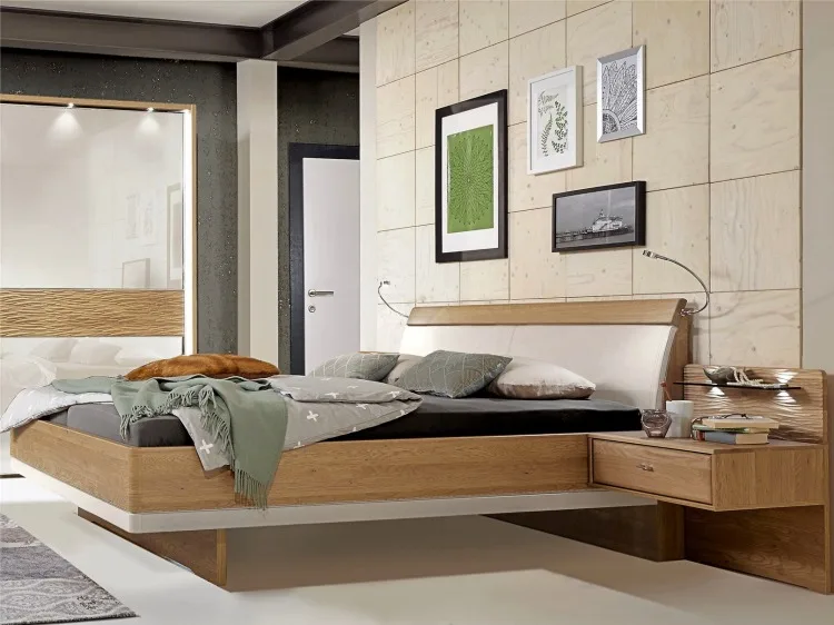 Cama flotante moderna en madera