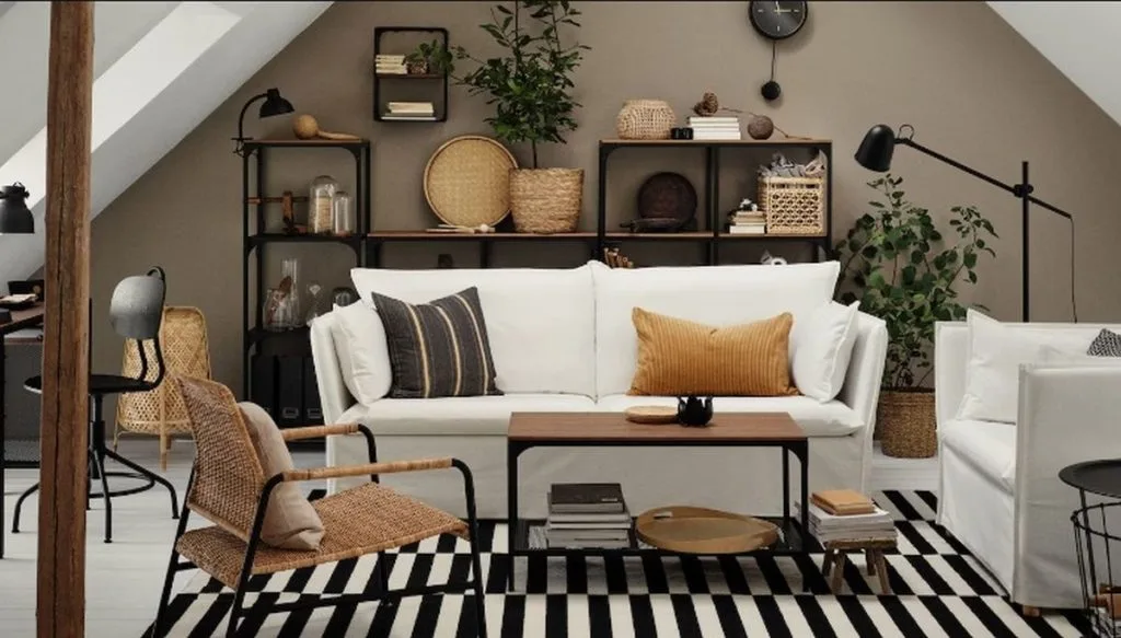 Repisa de madera para salon negro y blanco